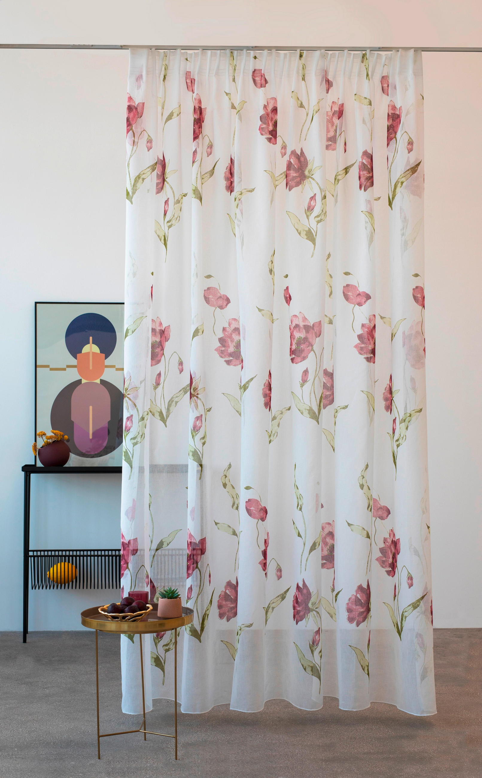 PERDEA CONFECțIONATĂ transparent  - roșu, Basics, textil (26.5/43/5cm)