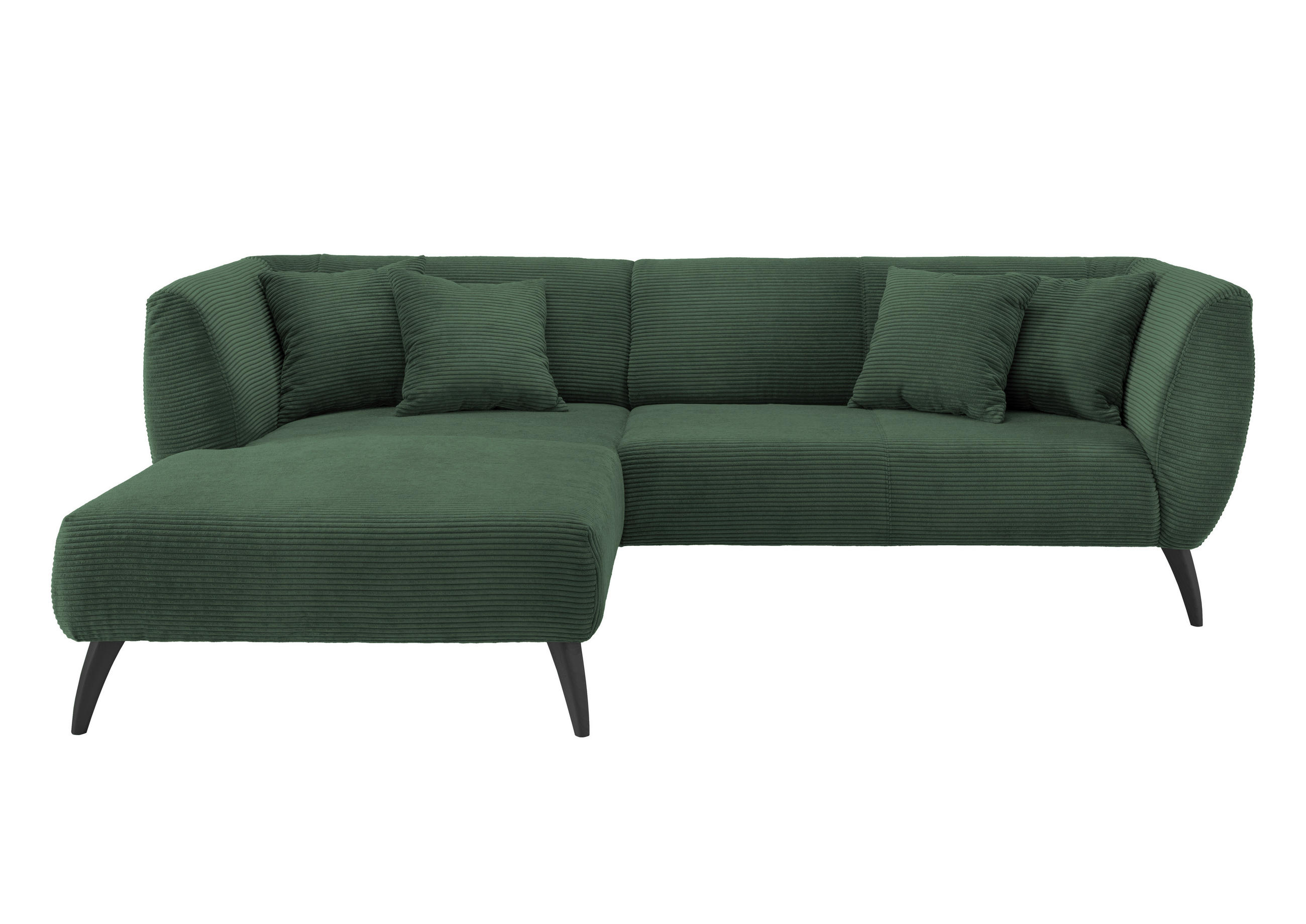 ECKSOFA Dunkelgrün Cord  - Dunkelgrün/Schwarz, MODERN, Holz/Textil (160/264cm) - MID.YOU