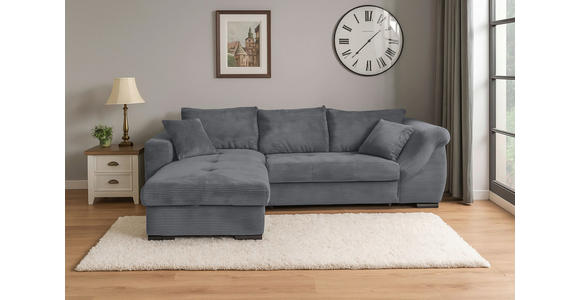 ECKSOFA  in Cord Dunkelgrau  - Dunkelgrau/Schwarz, KONVENTIONELL, Textil/Metall (168/258cm) - Carryhome