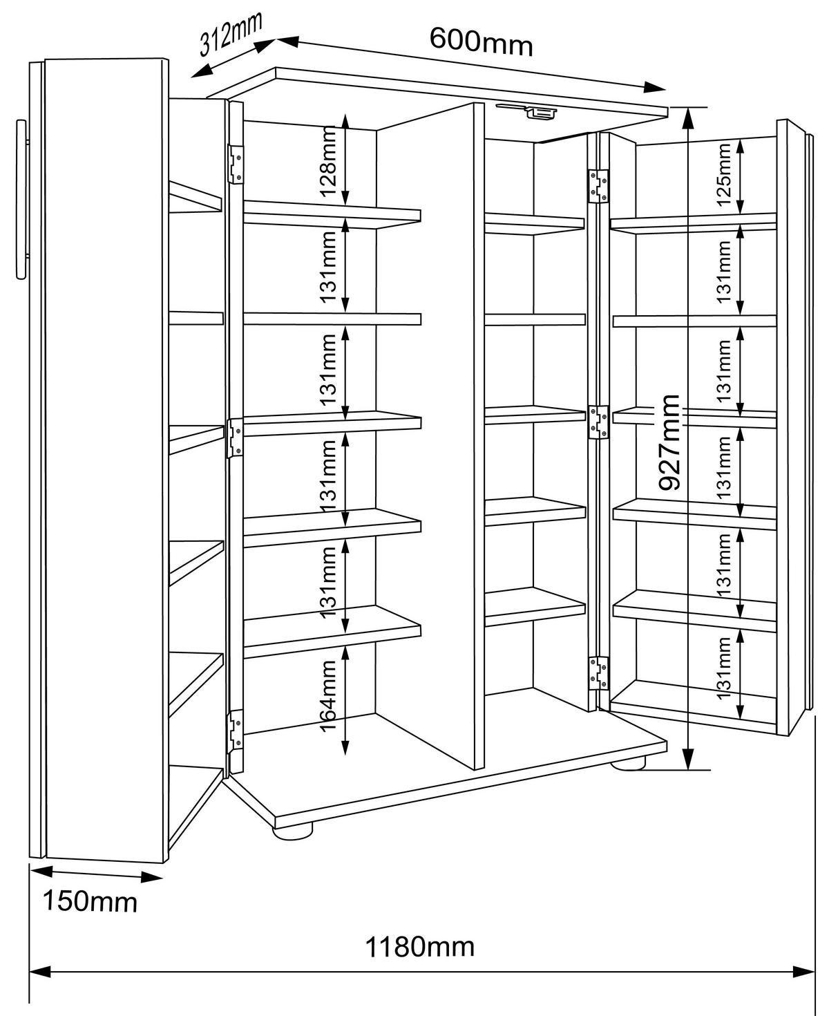 CD-REGAL - Anthrazit/Schwarz, Design, Holzwerkstoff/Kunststoff (60/93/31cm) - MID.YOU