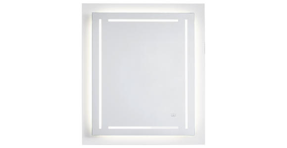 BADEZIMMERSPIEGEL 60/74/3,9 cm - Silberfarben/Weiß, Design, Glas/Holzwerkstoff (60/74/3,9cm) - Novel