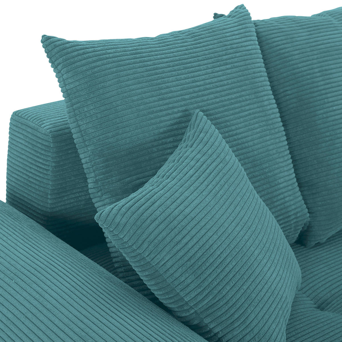 BIGSOFA in Cord Petrol  - Eichefarben/Petrol, KONVENTIONELL, Holz/Textil (270/72/109cm) - Carryhome