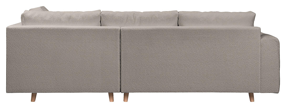 ECKSOFA Ariella Grau Bouclé  - Naturfarben/Grau, Design, Holz/Textil (231/161cm) - Livetastic