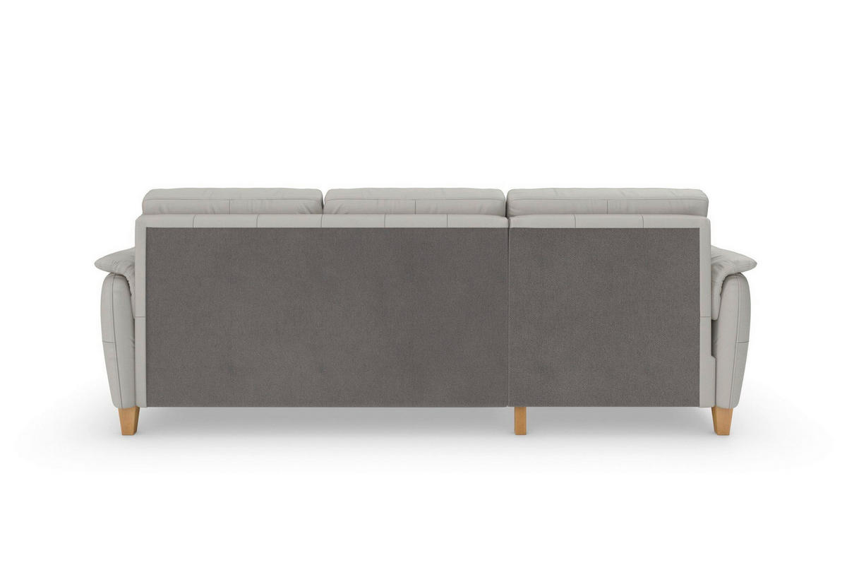 ROHOVÁ SEDAČKA, koža, svetlosivá - farba duba/svetlosivá, Basics, koža/drevo (163/244cm) - Sit & More