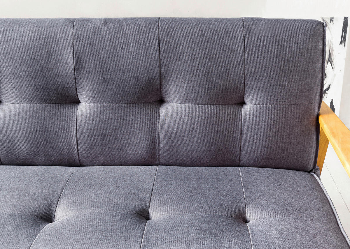 SCHLAFSOFA in Webstoff Naturfarben, Dunkelgrau  - Dunkelgrau/Naturfarben, MODERN, Holz/Textil (190/81/85cm) - Livetastic