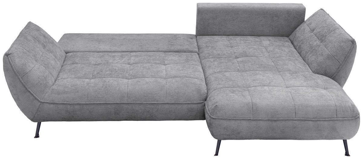 ECKSOFA in Struktur Grau  - Schwarz/Grau, Design, Textil/Metall (282/187cm) - Livetastic