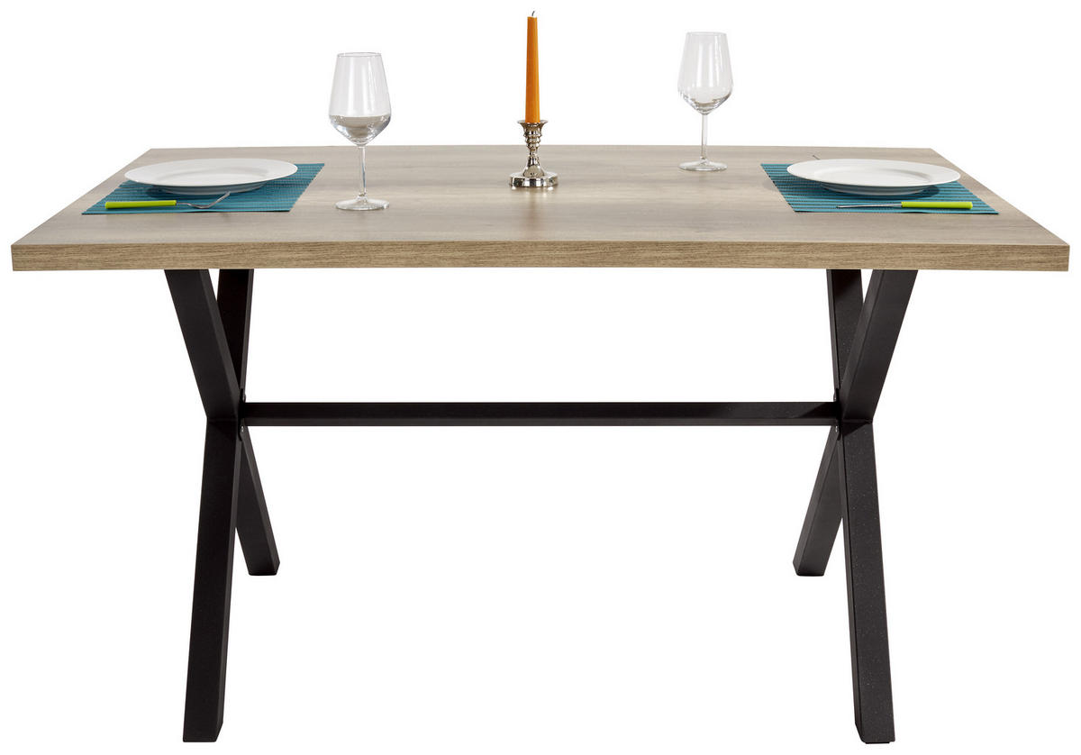 ESSTISCH rechteckig Wildeiche  - Wildeiche/Anthrazit, Trend, Holzwerkstoff/Metall (140/90/75cm) - Carryhome