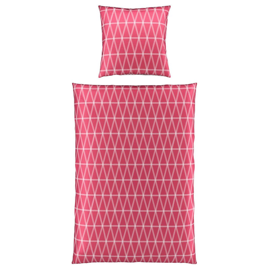 Thumbnail - Novel Wendebettwäsche Fowler, Pink, Textil, Raute, 155x220 cm, Textiles Vertrauen - Oeko-Tex®, atmungsaktiv, schadstoffg...