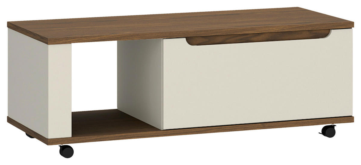 DOHÁNYZÓASZTAL - kasmírszínű/diófa színű, Basics, műanyag/faalapú anyag (110/43/65cm) - Hom`in