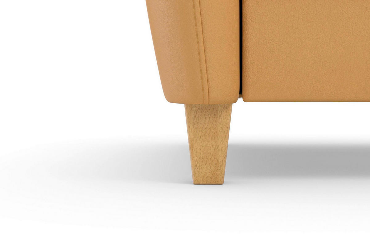 ROHOVÁ SEDAČKA, koža, kari žltá - farba duba/kari žltá, Basics, koža/drevo (163/244cm) - Sit & More