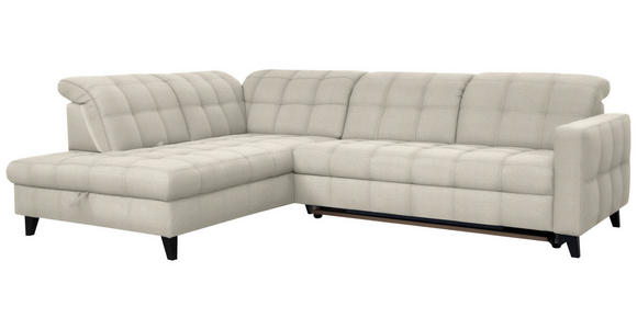 ECKSOFA in Webstoff Ecru 216/297 cm - Ecru/Schwarz, Design, Holz/Textil (216/297cm) - Xora