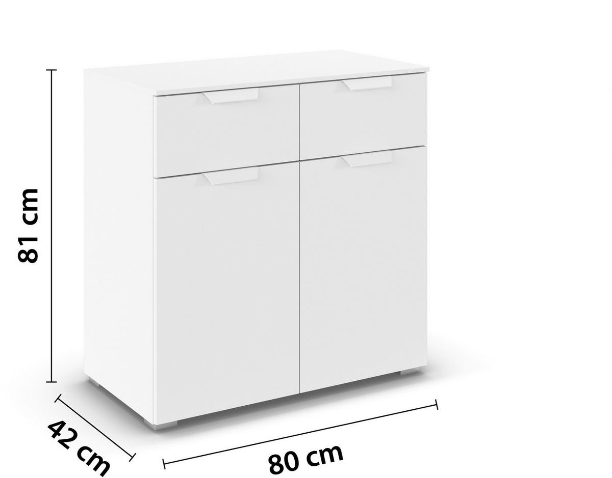 KOMMODE  in 80/81/42 cm  - Weiß, Design, Holzwerkstoff/Metall (80/81/42cm) - Carryhome