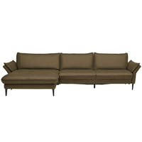 ECKSOFA in Echtleder Olivgrün  - Schwarz/Olivgrün, Design, Leder/Metall (172/334cm) - Valdera