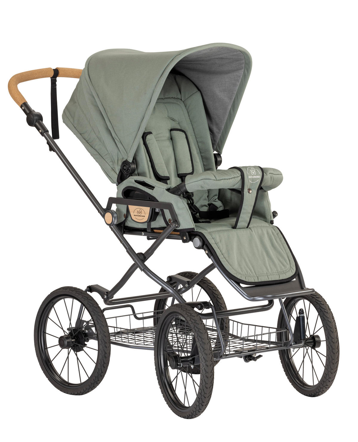 KINDERWAGEN Ida  - Jadegrün/Anthrazit, Basics, Textil/Metall (62/110/110cm) - Naturkind
