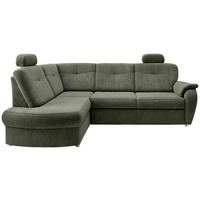 ECKSCHLAFSOFA Chenille Dunkelgrün  inkl. Bettkasten, Schlaffunktion, Kopfstütze, Liegefläche im Originalstoff  - Chromfarben/Dunkelgrün, MODERN, Kunststoff/Textil (180/264cm) - Livetastic