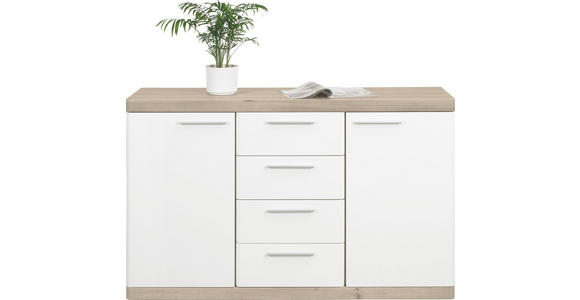 SIDEBOARD 135/92/43 cm - Eichefarben/Alufarben, KONVENTIONELL, Holzwerkstoff/Kunststoff (135/92/43cm) - Xora