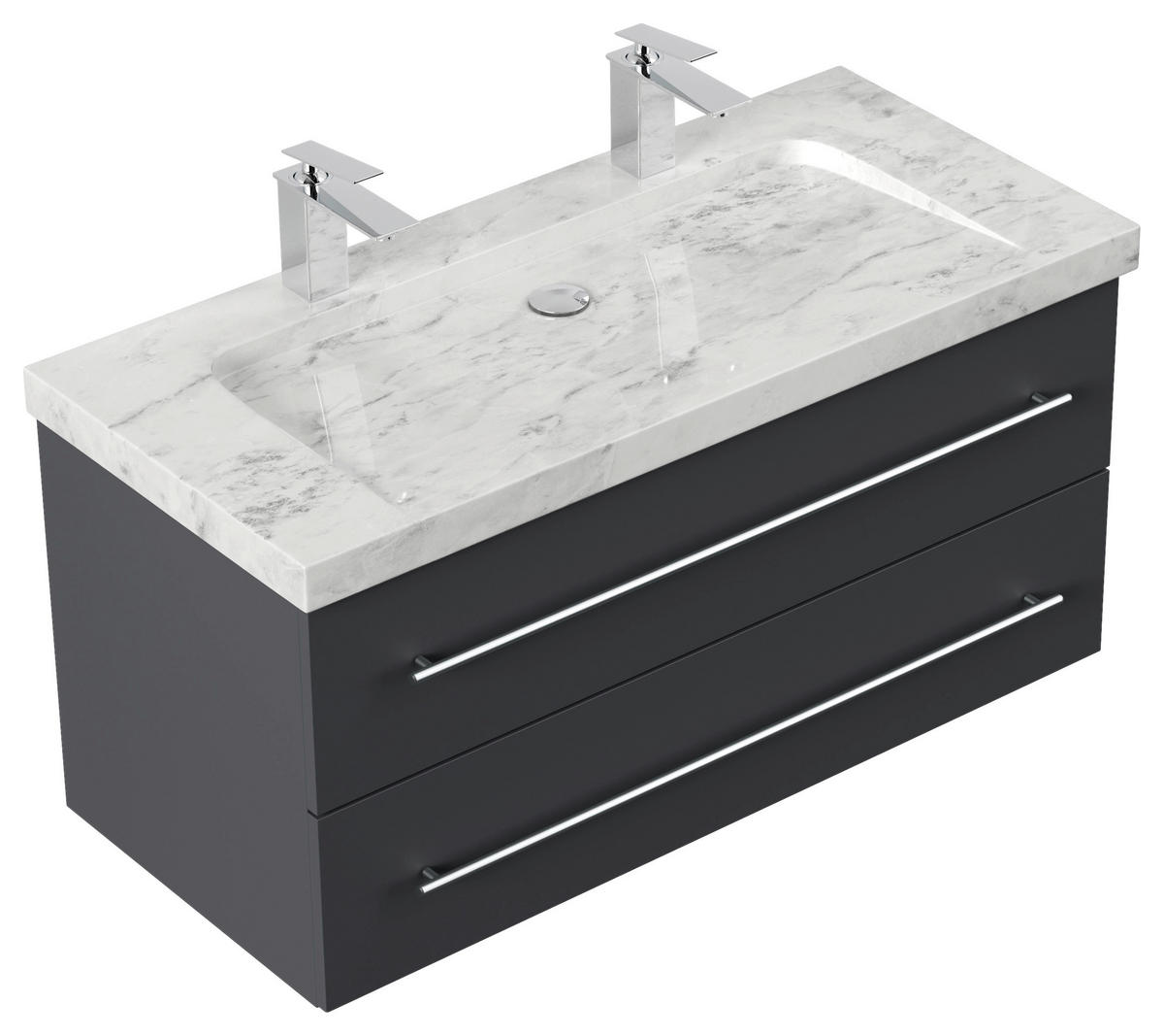 WASCHTISCHKOMBI 100 cm  - Graphitfarben, Basics, Holzwerkstoff/Stein (100cm) - MID.YOU