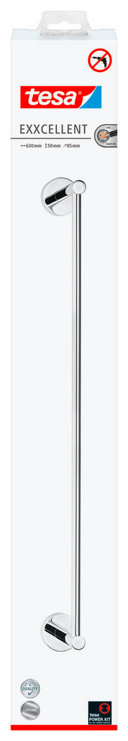 HANDTUCHSTANGE Chromfarben  - Chromfarben, Basics, Metall (63/5/9cm) - Tesa