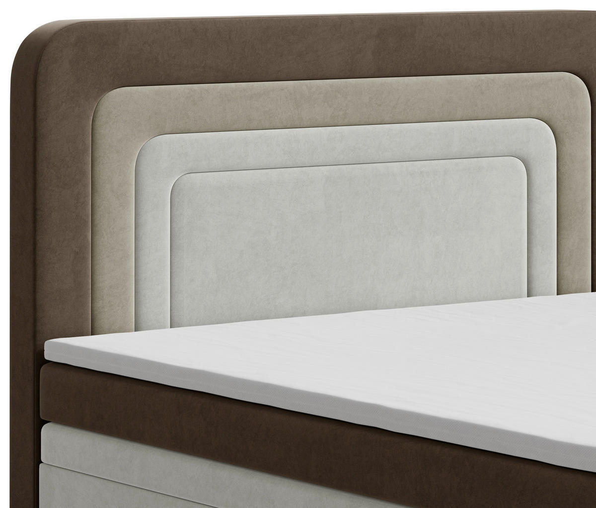 BOXBETT 160/200 cm,  in Braun, Beige, gepolstertes Kopfteil, Bettkasten, Topper,  - Beige/Bronzefarben, MODERN, Holz/Kunststoff (160/200cm) - MID.YOU