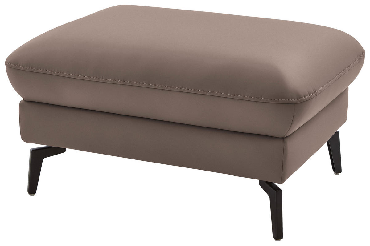 ECKSOFA in Echtleder Taupe  - Taupe/Schwarz, Natur, Leder/Metall (168/281cm) - Valdera
