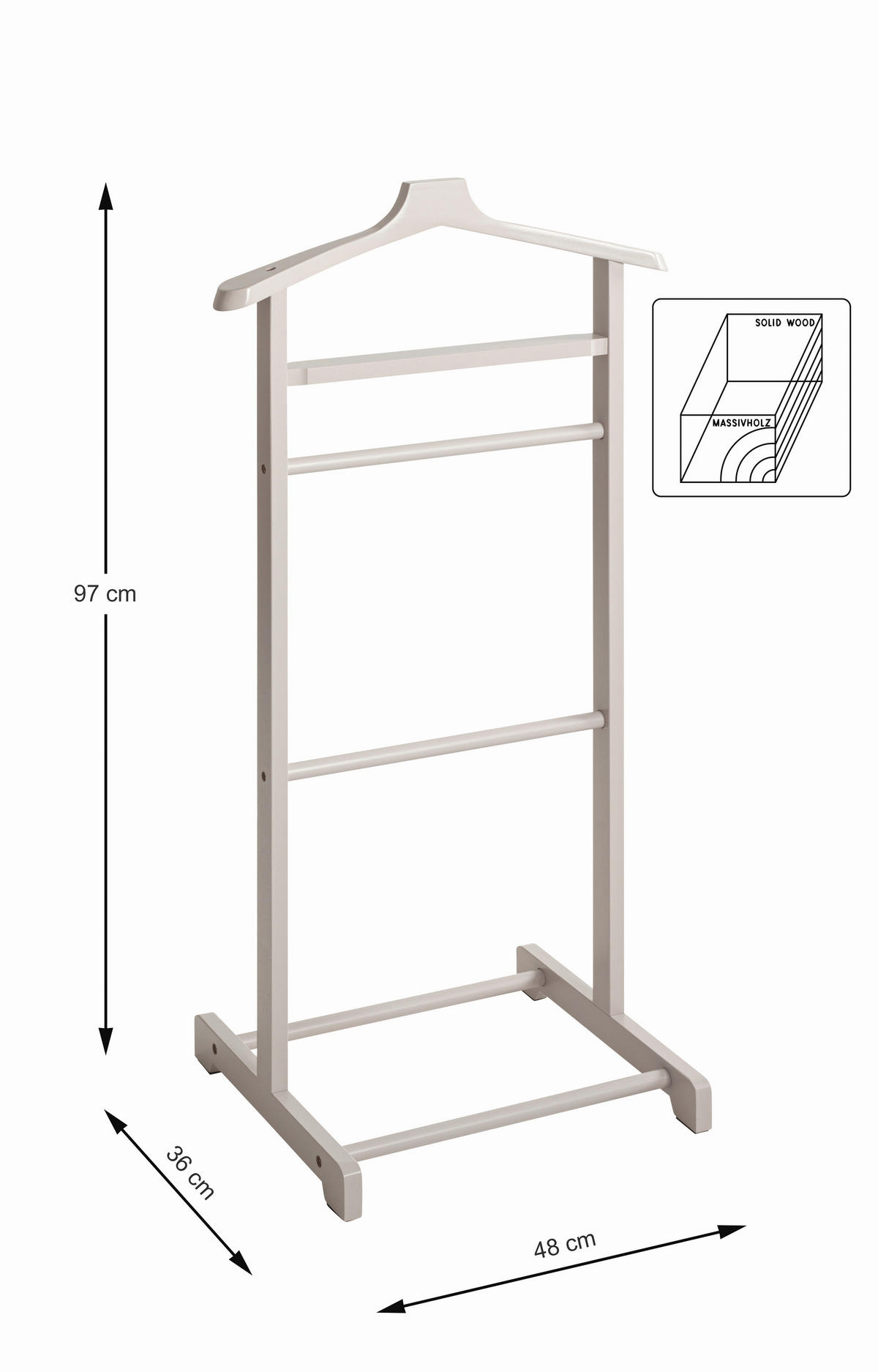 HERRENDIENER in Kaschmir 48/97/36 cm   - Kaschmir, Basics, Holz (48/97/36cm)