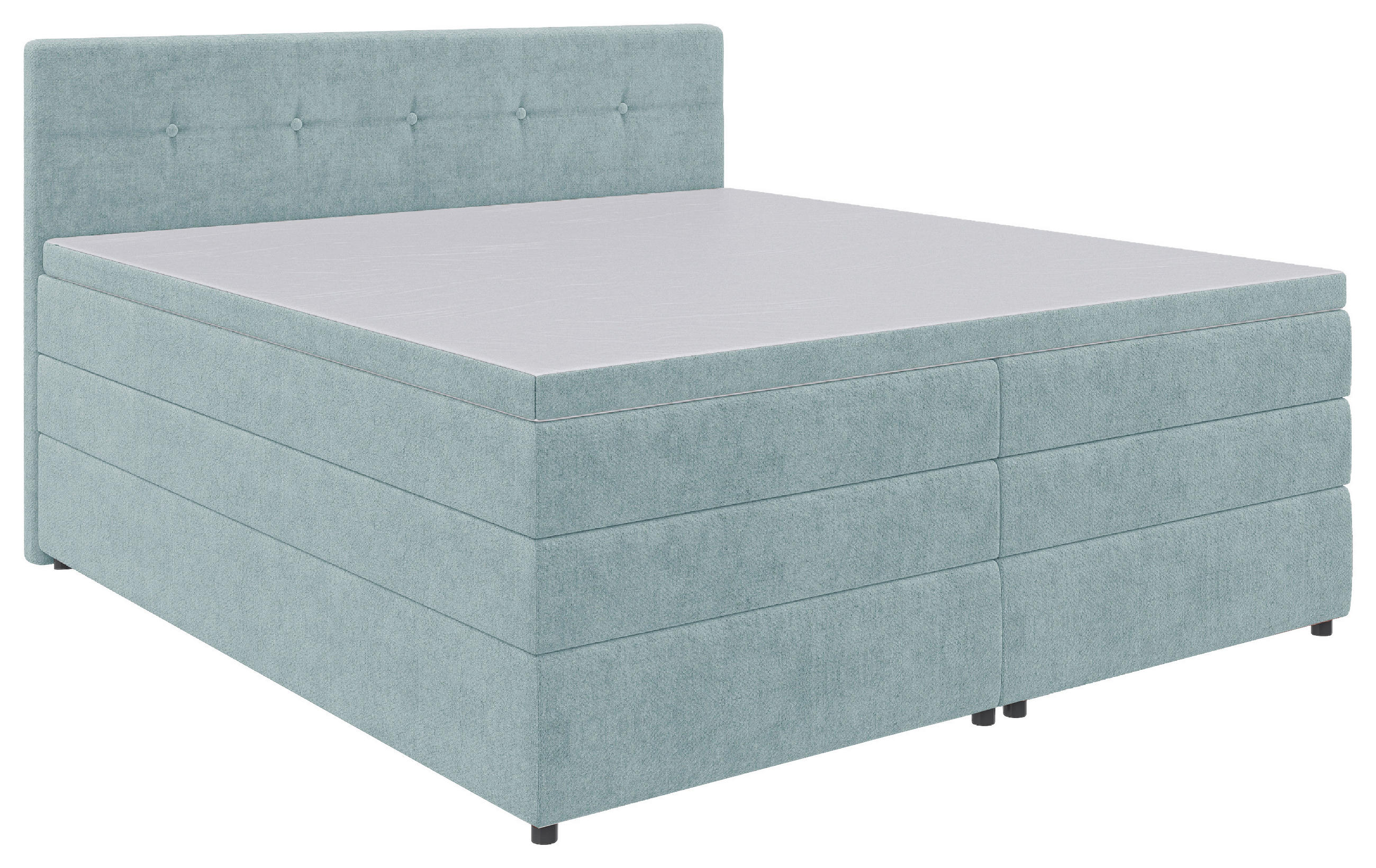 BOXSPRINGBETT 200/200 cm  in Hellblau  - Schwarz/Hellblau, KONVENTIONELL, Kunststoff/Textil (200/200cm) - Carryhome