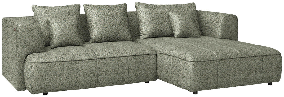 ECKSOFA Webstoff Khaki  - Khaki/Schwarz, Design, Kunststoff/Textil (288/188cm) - Welnova