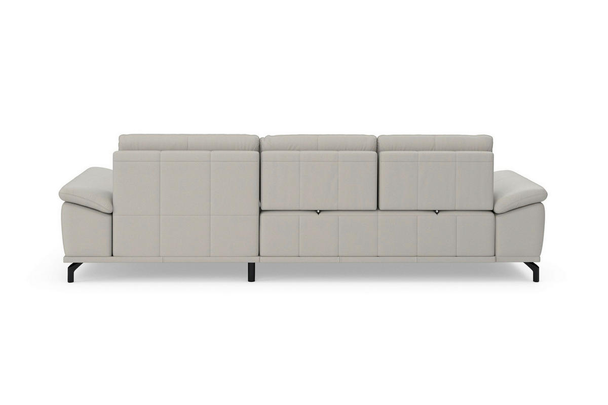 ROHOVÁ SEDAČKA, koža, svetlosivá - čierna/svetlosivá, Basics, kov/koža (301/176cm) - Sit & More