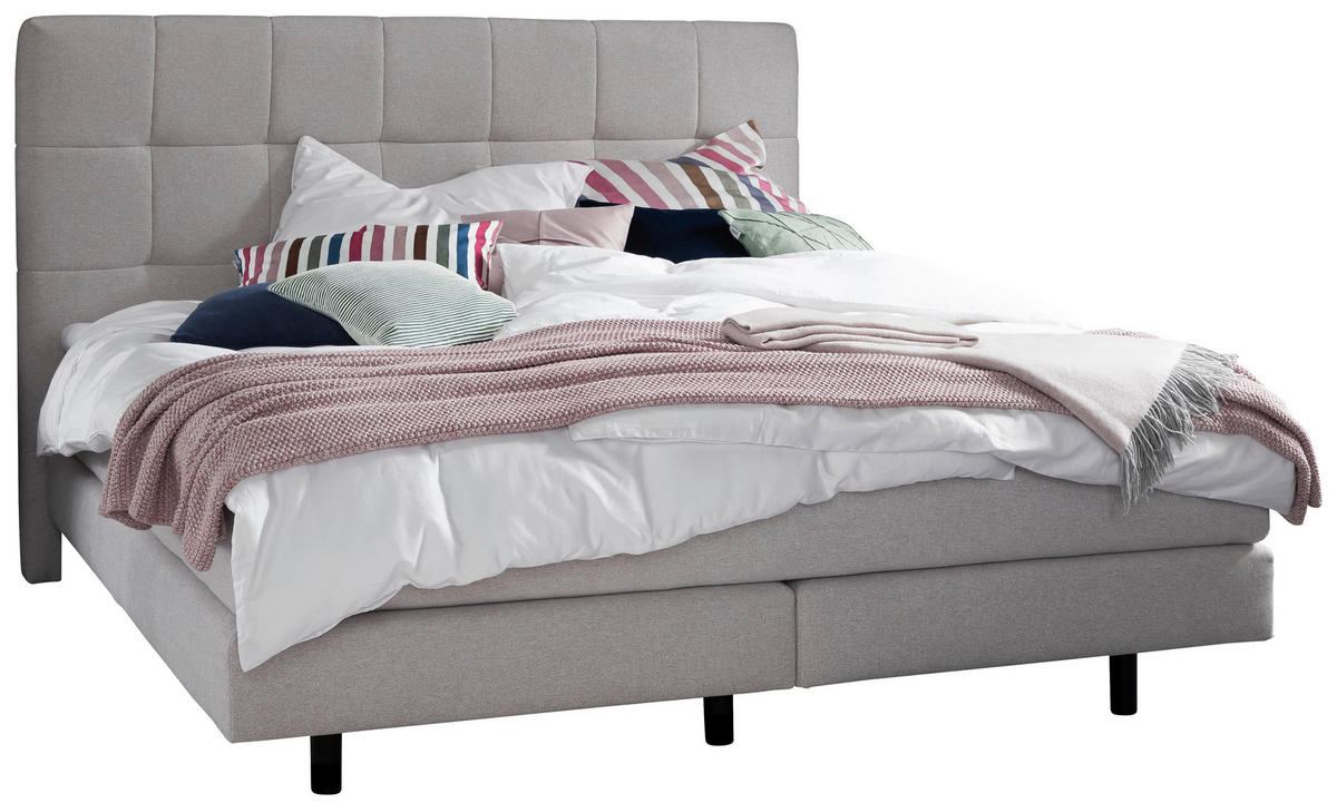 BOXSPRINGBETT 180/200 cm  in Taupe  - Taupe/Schwarz, KONVENTIONELL, Holz/Holzwerkstoff (180/200cm) - Schöner Wohnen