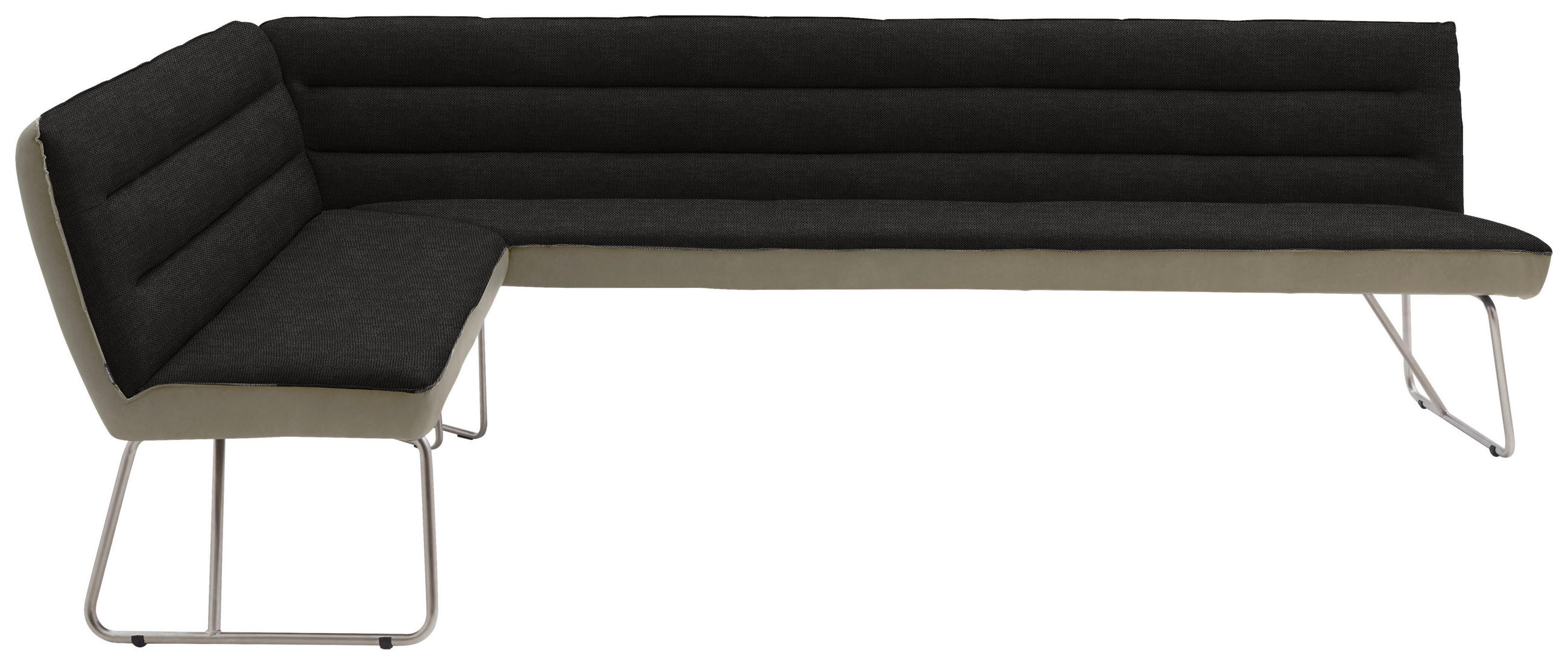 ECKBANK 174/304 cm  in Anthrazit, Edelstahlfarben, Greige  - Edelstahlfarben/Greige, Design, Textil/Metall (174/304cm) - Dieter Knoll