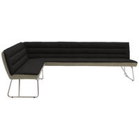 ECKBANK 184/284 cm  in Anthrazit, Edelstahlfarben, Greige  - Edelstahlfarben/Greige, Design, Textil/Metall (184/284cm) - Dieter Knoll