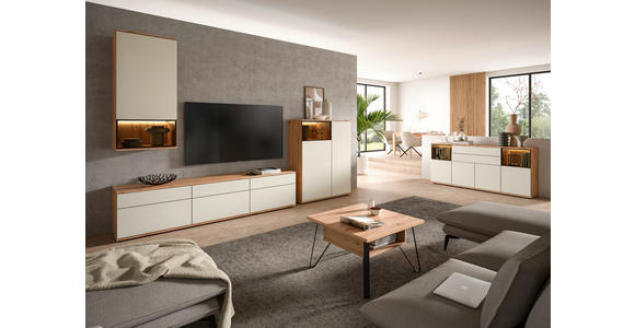 SIDEBOARD Buchefarben, Beige  180/85/40 cm  - Beige/Buchefarben, KONVENTIONELL, Glas/Holzwerkstoff (180/85/40cm) - Venda