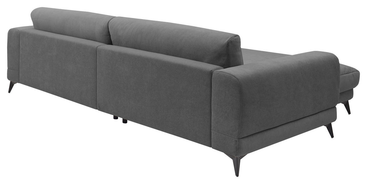 ECKSOFA Anthrazit Chenille  - Anthrazit/Schwarz, KONVENTIONELL, Textil/Metall (194/292cm) - SetOne by Musterring