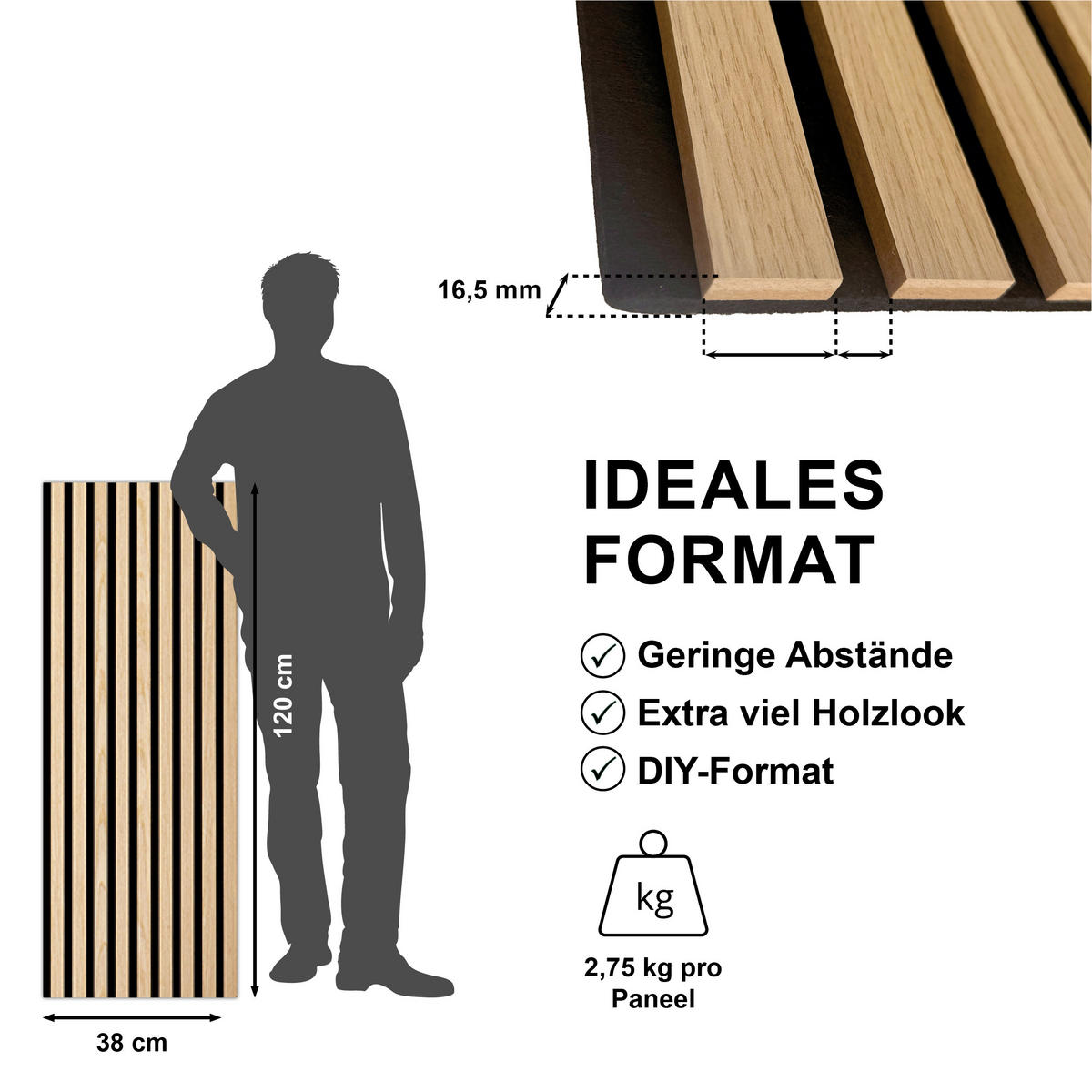 AKUSTIKPANEEL Economico Eichefarben {item.attr('912-5560),[ ]}120/38/1,65 cm  - Eichefarben, Basics, Holzwerkstoff/Kunststoff (120/38/1,65cm)