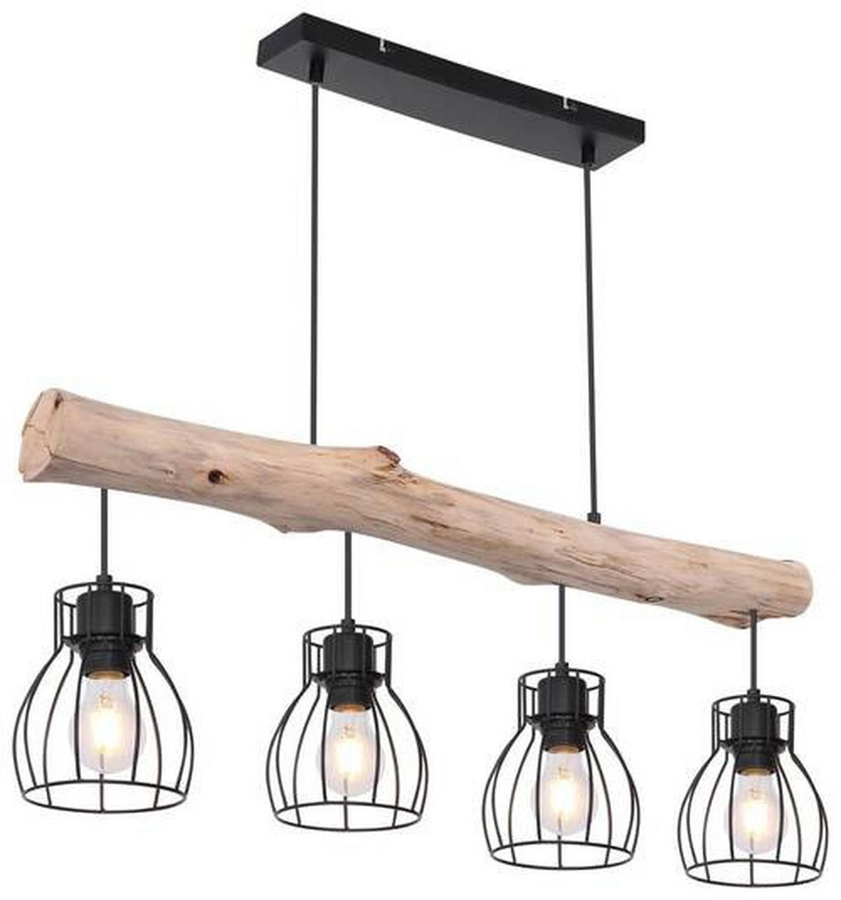 HÄNGLAMPA 82,5/13,6/140 cm  - svart/naturfärgad, Basics, metall/trä (82,5/13,6/140cm) - Globo