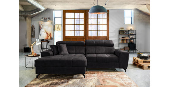 ECKSOFA in Velours Graphitfarben  - Schwarz/Graphitfarben, Design, Textil/Metall (181/267cm) - Carryhome