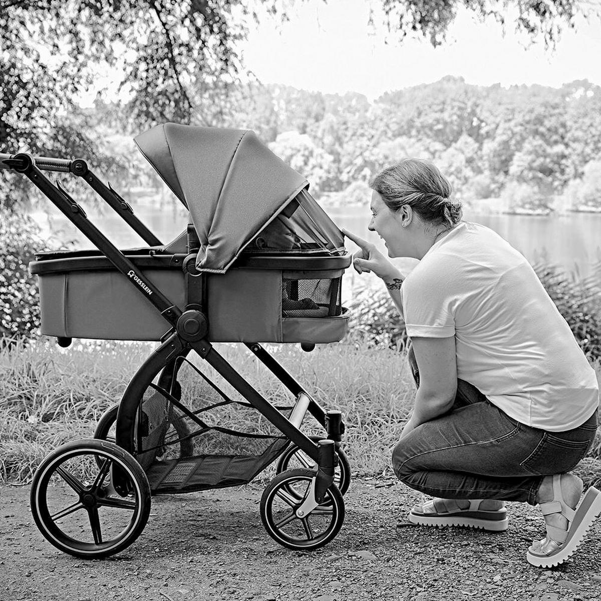 KOMBIKINDERWAGEN  FX4 Swing Set  Mokka  - Beige/Schwarz, Basics, Textil (100/55/130cm) - Gesslein