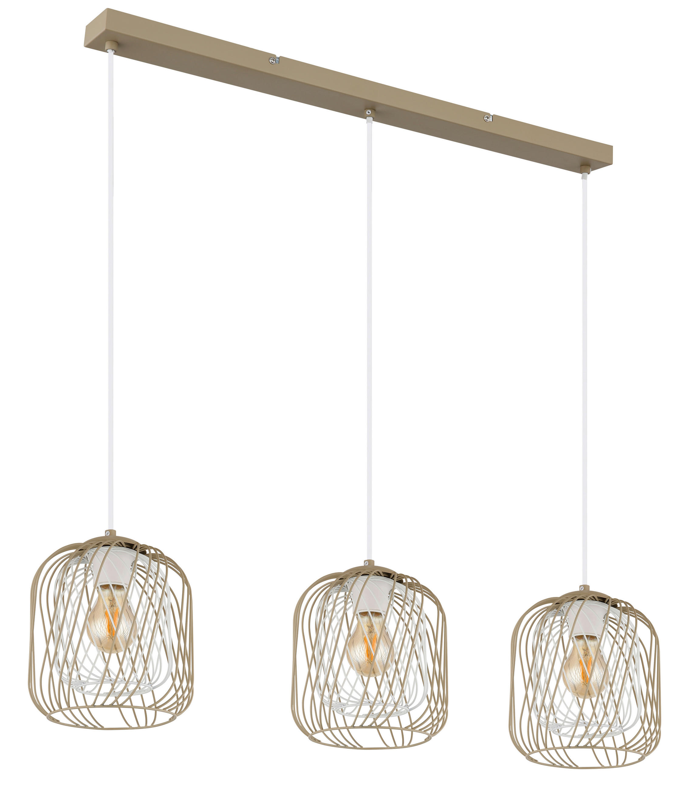 HÄNGLAMPA DICHTI 84/18/150 cm  - vit/sandfärgad, Basics, metall/plast (84/18/150cm) - Globo