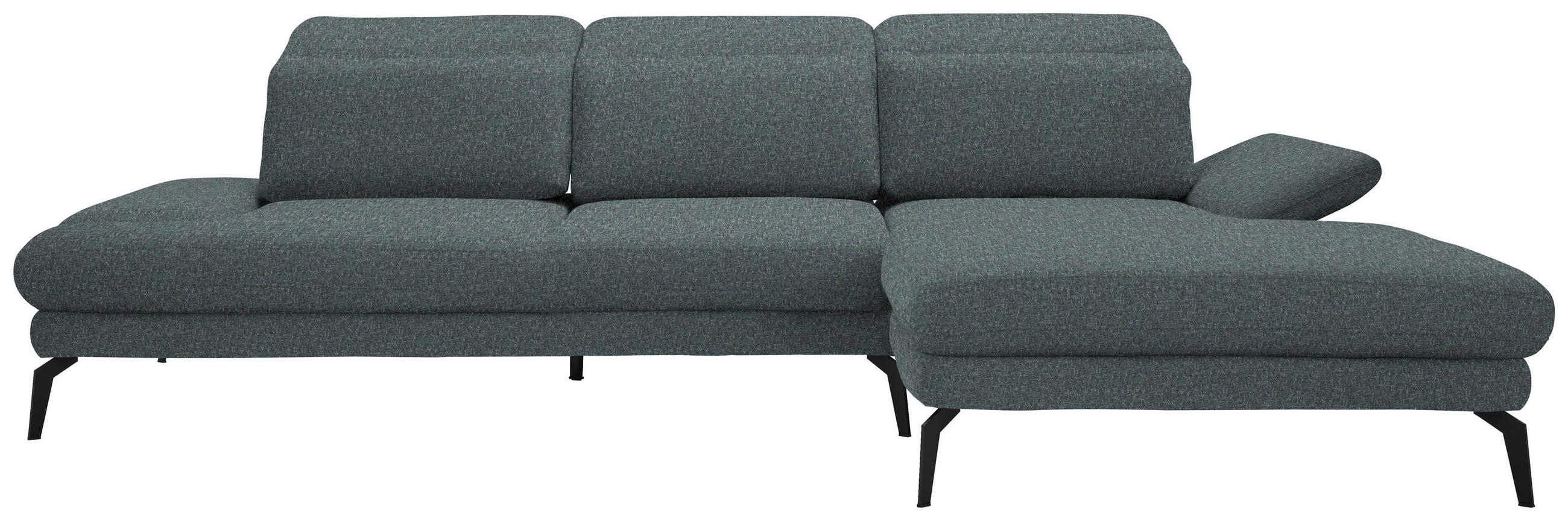 ECKSOFA in Webstoff Grau  - Schwarz/Grau, Design, Textil/Metall (289/180cm) - Stylife