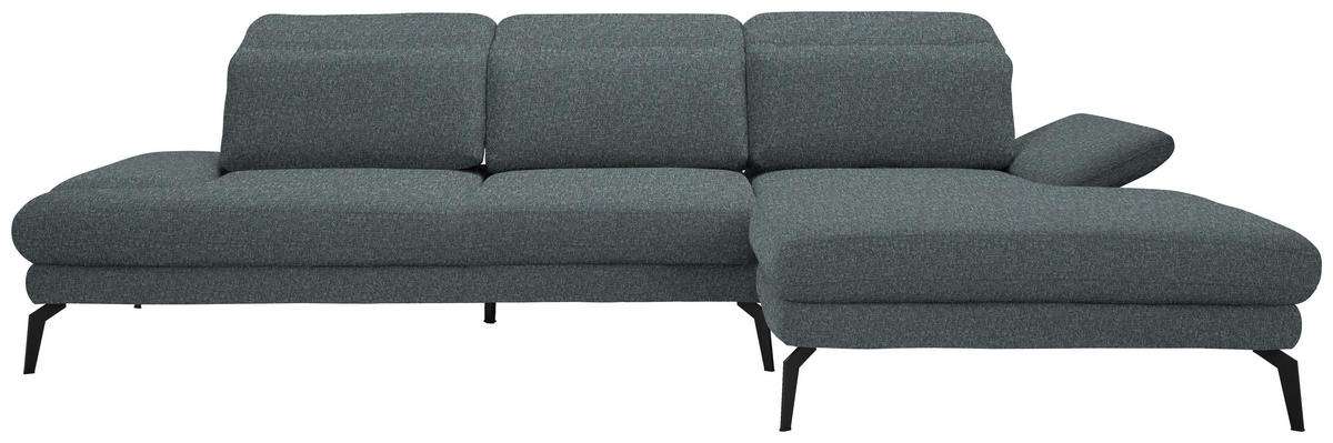 ECKSOFA in Webstoff Grau  - Schwarz/Grau, Design, Textil/Metall (289/180cm) - Stylife