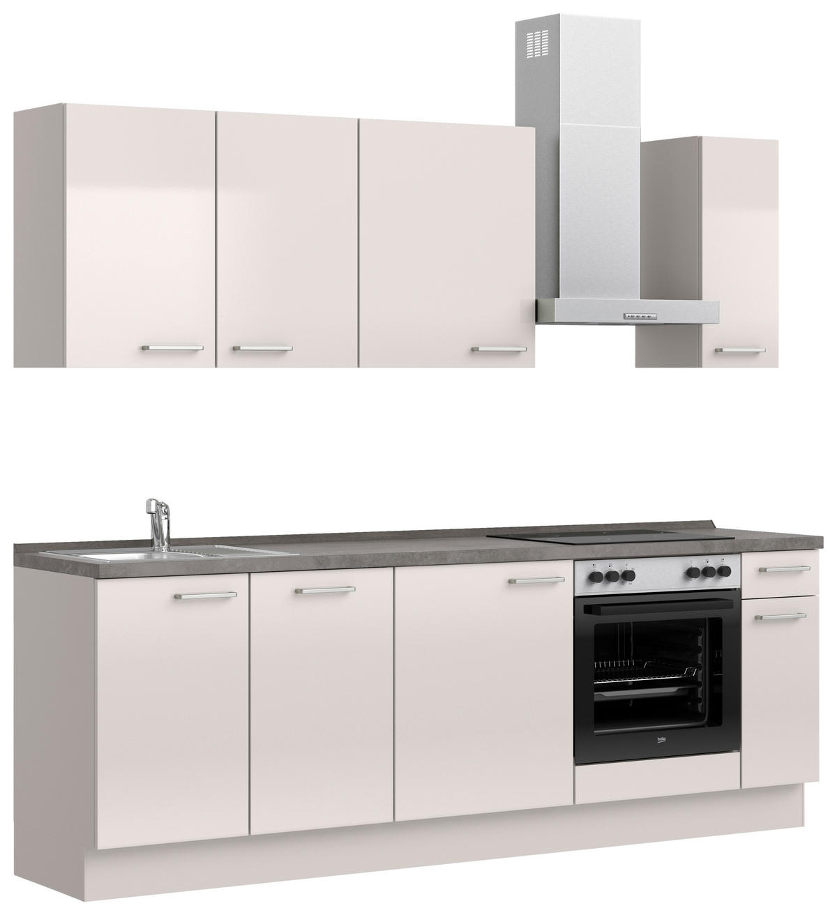 KÜCHENLEERBLOCK Flash 240 cm  in Schieferfarben, Hellgrau  - Schieferfarben/Edelstahlfarben, MODERN, Holzwerkstoff/Metall (240cm) - Nobilia