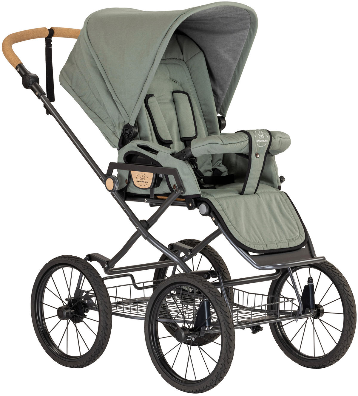 KINDERWAGEN Ida  - Jadegrün/Anthrazit, Basics, Textil/Metall (62/110/110cm) - Naturkind