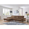 ECKSOFA in Echtleder Braun  - Schwarz/Braun, Design, Leder/Metall (193/328cm) - Dieter Knoll