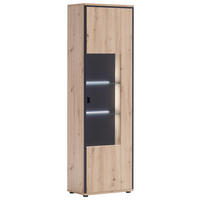 VITRINE Skopje in Anthrazit, Klar, Eichefarben  - Klar/Eichefarben, Design, Glas/Holzwerkstoff (63/210/38cm) - Livetastic