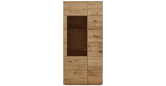 VITRINE Eiche massiv Eichefarben - Champagner/Eichefarben, KONVENTIONELL, Glas/Holz (95/201/39cm) - Voleo