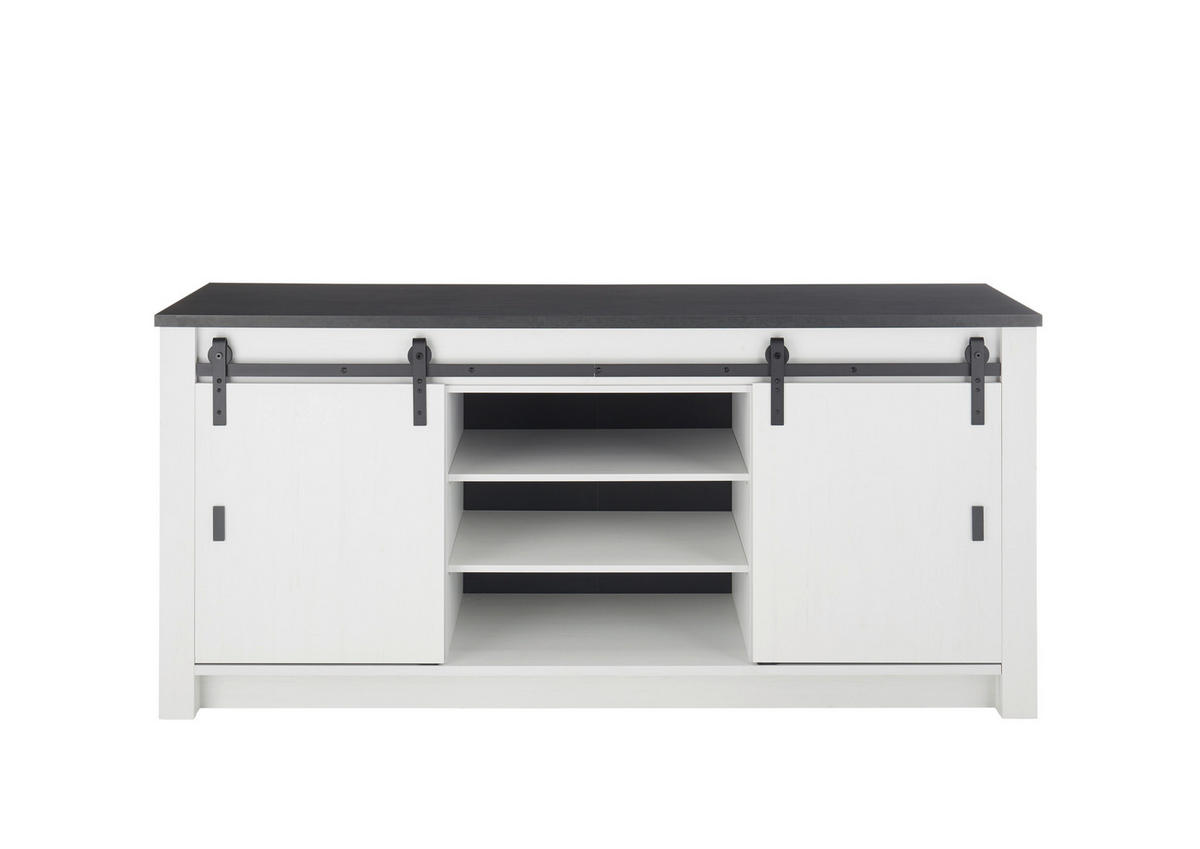 SPÜLENUNTERSCHRANK 201/93/64 cm  in Anthrazit, Weiß  - Anthrazit/Schwarz, Trend, Holzwerkstoff/Metall (201/93/64cm) - MID.YOU