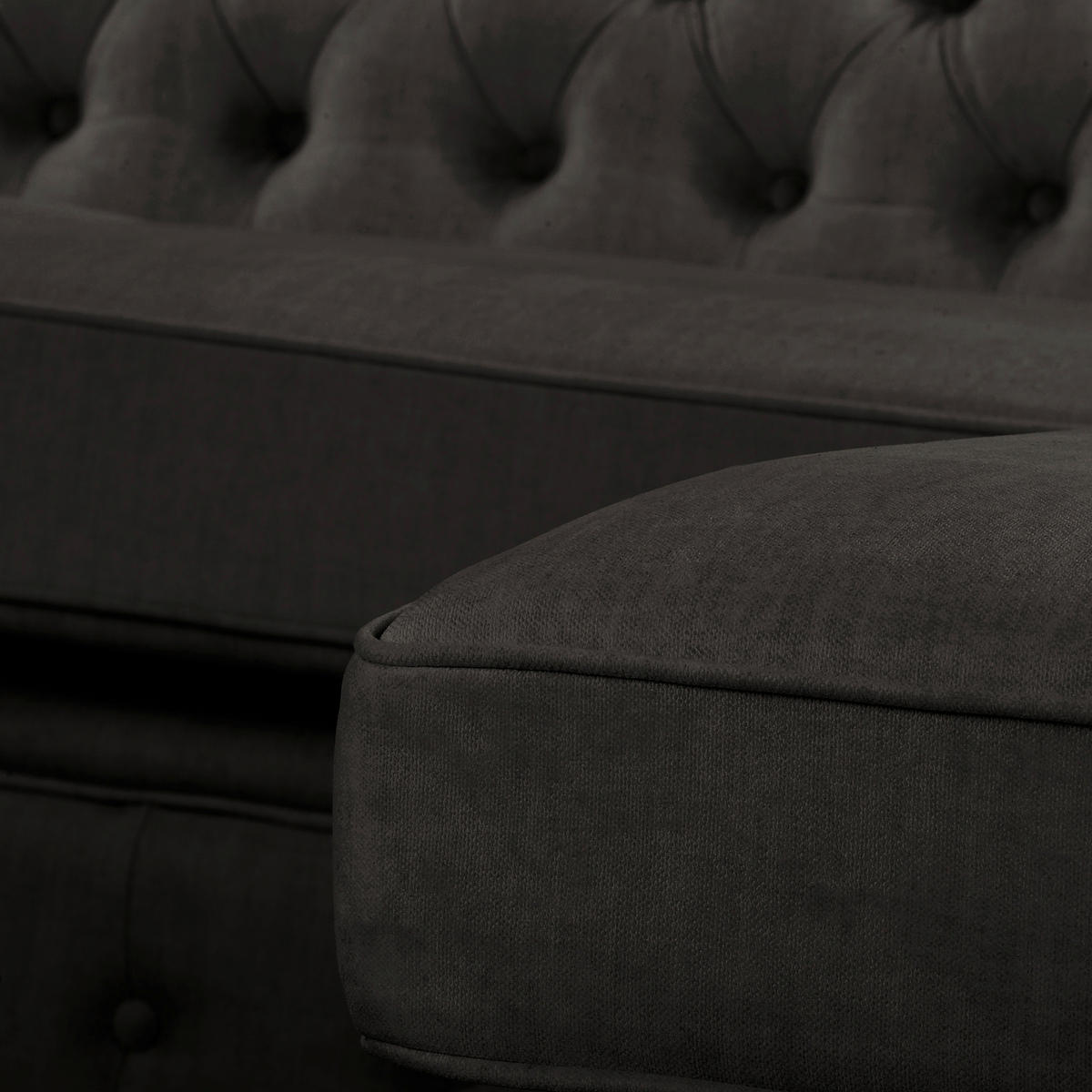 ECKSOFA Laura in Mikrofaser Anthrazit  284/182 cm  - Anthrazit/Braun, Design, Holz/Textil (284/182cm) - P & B