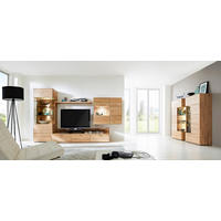 WOHNWAND Venturo  in Eichefarben  324,0/196/55 cm   - Edelstahlfarben/Eichefarben, KONVENTIONELL, Glas/Holz (324,0/196/55cm) - Valnatura