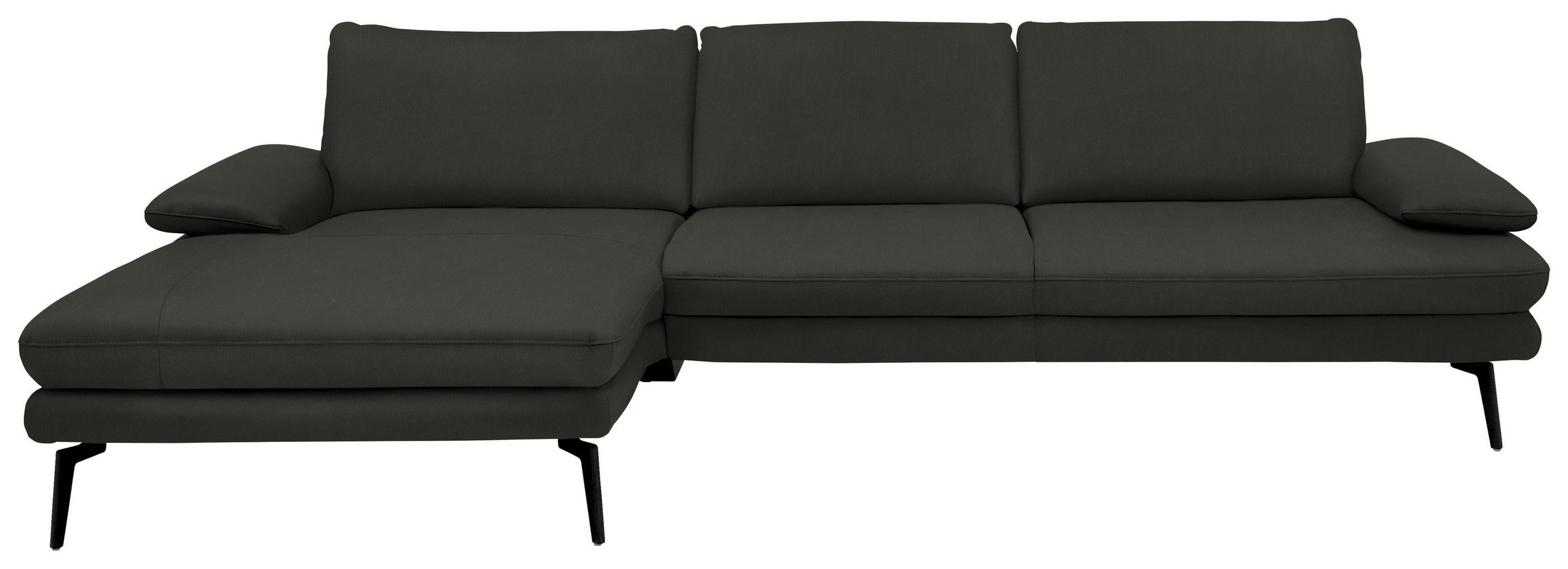 ECKSOFA in Echtleder Dunkelgrün  - Dunkelgrün/Schwarz, Design, Leder/Metall (180/310cm) - Dieter Knoll