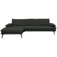 ECKSOFA in Echtleder Dunkelgrün  180/310 cm  - Dunkelgrün/Schwarz, Design, Leder/Metall (180/310cm) - Dieter Knoll